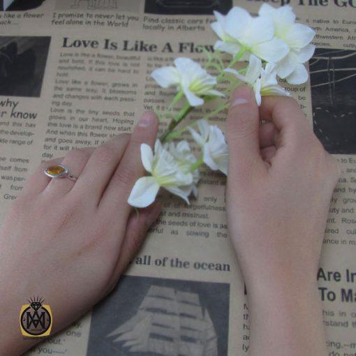 5 انگشتر سیترین زنانه طرح گیسو - کد 2066 - تصویر 5