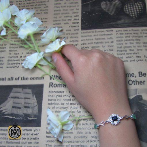 دستبند یاقوت کبود و زمرد زنانه طرح یاسمن – کد 1002 - تصویر 5