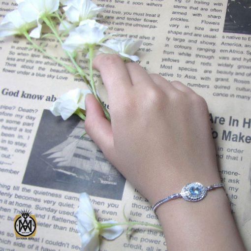 دستبند توپاز آبی خوش رنگ زنانه طرح قاصدک – کد 1007 - تصویر 5