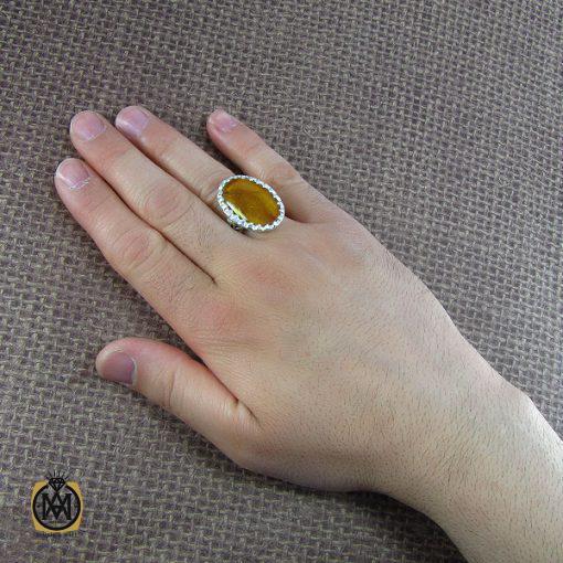 5 انگشتر کهربا مردانه - کد 8044 - تصویر 5