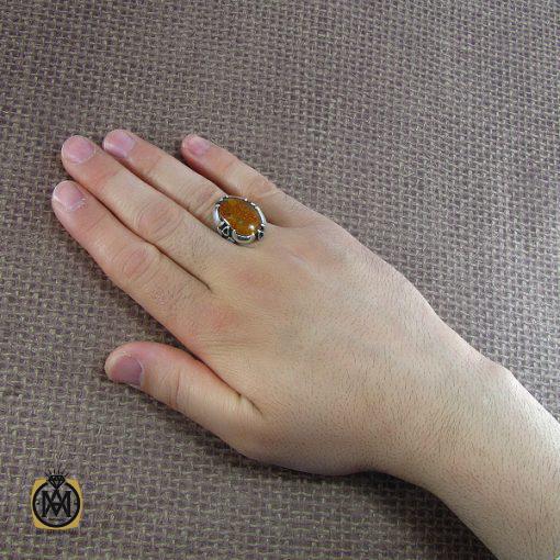 5 انگشتر کهربا مردانه بولونی لهستان اصل - کد 8045 - تصویر 5