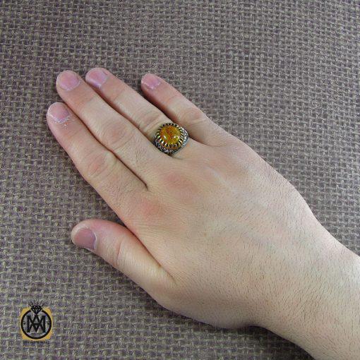 انگشتر کهربا مردانه - کد 8047 - تصویر 5