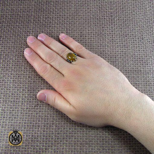 انگشتر کهربا بولونی لهستان مردانه اصل و معدنی - کد 8050 - تصویر 5