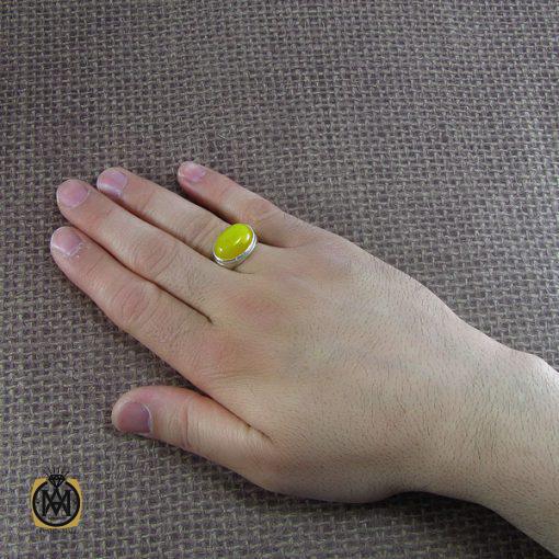 انگشتر عقیق زرد حکاکی شرف الشمس مردانه - کد 8055 - تصویر 5