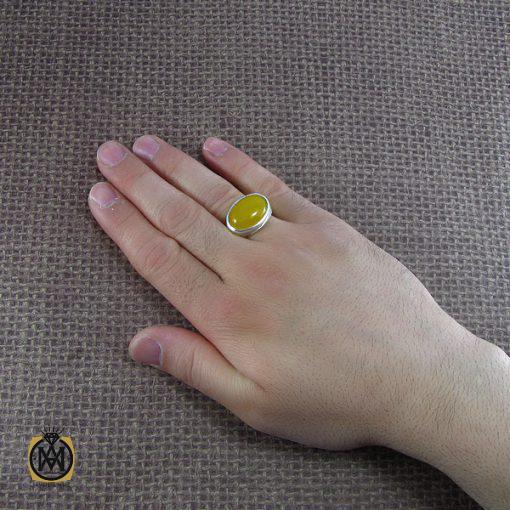 انگشتر عقیق زرد حکاکی شرف الشمس مردانه - کد 8057 - تصویر 5