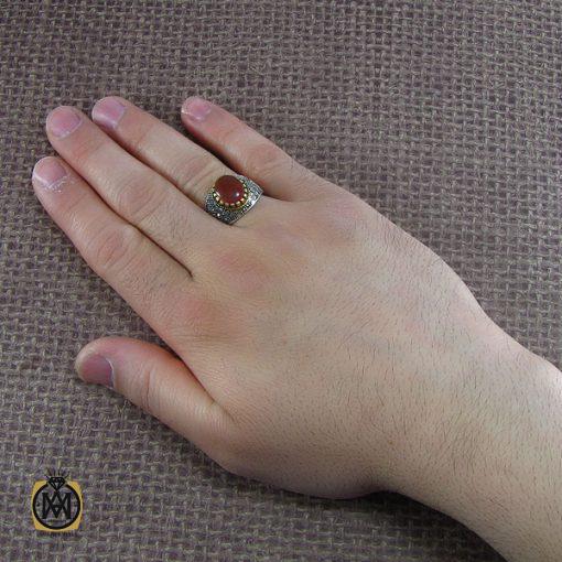 انگشتر عقیق یمن حکاکی شرف الشمس مردانه - کد 8058 - تصویر 5