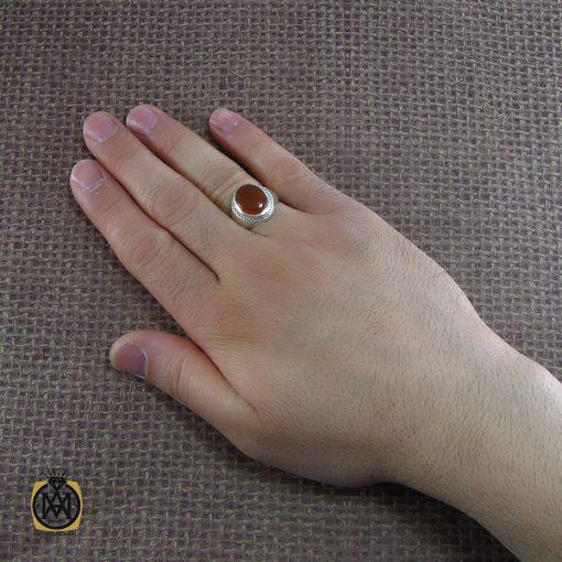 انگشتر عقیق یمن حکاکی شرف الشمس مردانه - کد 8067 - تصویر 5