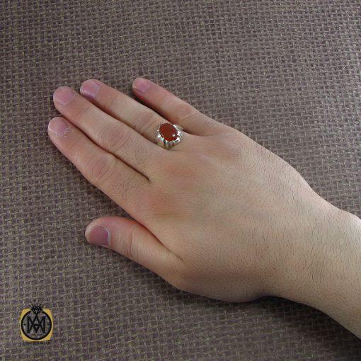 5 انگشتر عقیق یمن حکاکی شرف الشمس مردانه - کد 8064 - تصویر 5