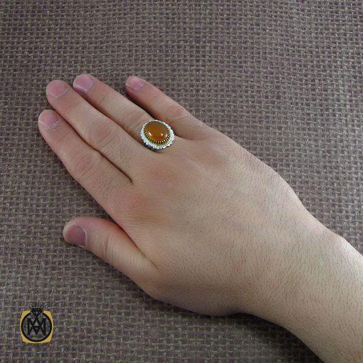 5 انگشتر عقیق یمن حکاکی شرف الشمس مردانه - کد 8068 - تصویر 5
