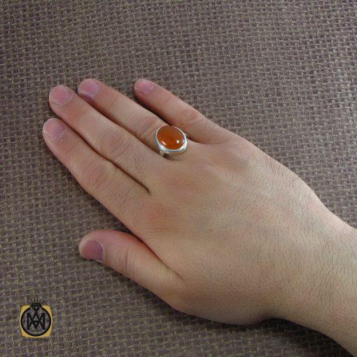 انگشتر عقیق یمن حکاکی شرف الشمس مردانه - کد 8070 - تصویر 5