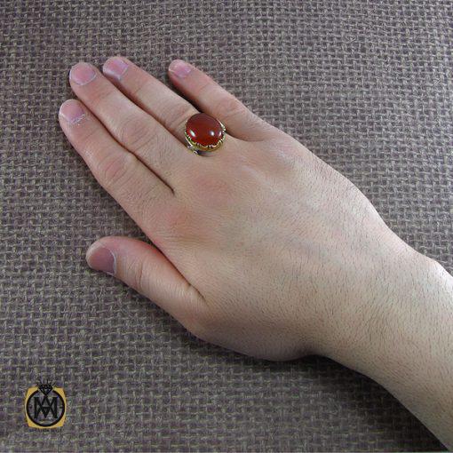 5 انگشتر عقیق یمن حکاکی شرف الشمس مردانه - کد 8071 - تصویر 5
