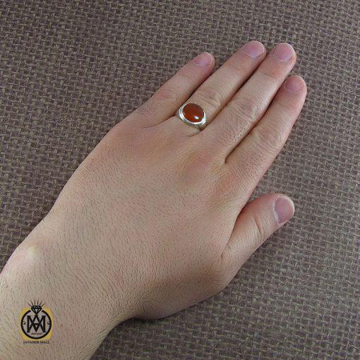 انگشتر عقیق یمن حکاکی شرف الشمس مردانه - کد 8074 - تصویر 5