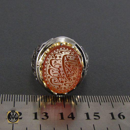 5 انگشتر عقیق یمن مردانه با حکاکی یا اهل العالم قتل الحسین بکربلا عطشان - کد 8077 - تصویر 5