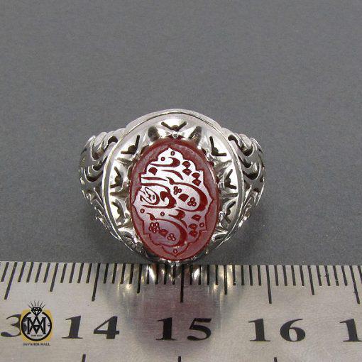 5 انگشتر عقیق یمن مردانه با حکاکی یا زین العابدین - کد 8081 - تصویر 5