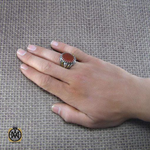 5 انگشتر عقیق یمن مردانه با حکاکی یدالله فوق ایدیهم - کد 8086 - تصویر 5