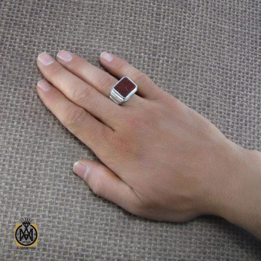 انگشتر عقیق یمن مردانه با حکاکی یابن النجباء الاکرمین - کد 8087 - تصویر 5