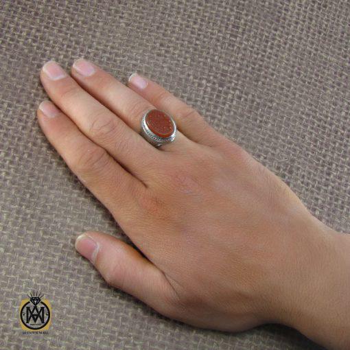 انگشتر عقیق یمن مردانه با حکاکی حسبی من هو حسبی - کد 8090 - تصویر 5