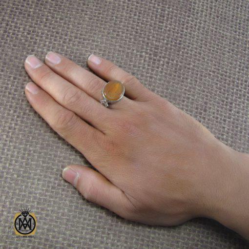 انگشتر عقیق یمن مردانه با حکاکی یا علی ابن ابیطالب اغثنی - کد 8092 - تصویر 5