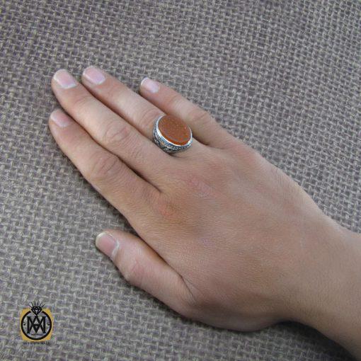 انگشتر عقیق یمن مردانه با حکاکی حب الحسین اجننی - کد 8093 - تصویر 5
