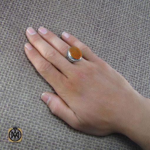 انگشتر عقیق یمن مردانه با حکاکی یا رقیه بنت الحسین س - کد 8094 - تصویر 5