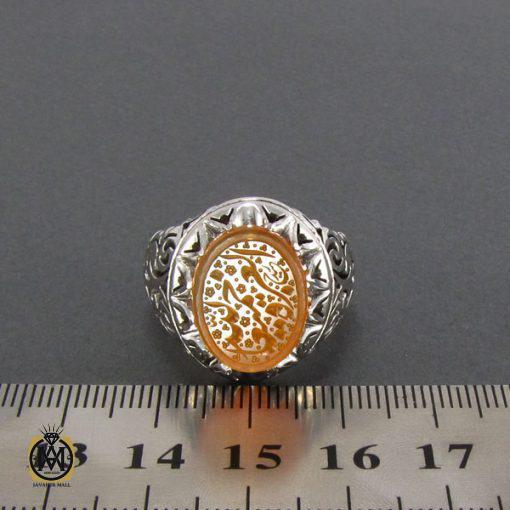 5 انگشتر عقیق یمن مردانه با حکاکی العزه لله جميعا - کد 8096 - تصویر 5