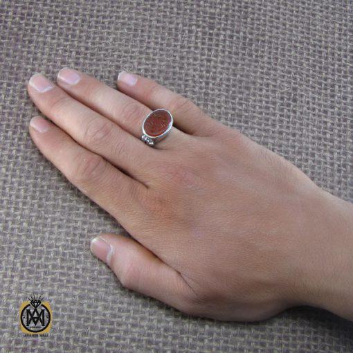 انگشتر عقیق یمن مردانه با حکاکی یا غافر الخطایا - کد 8097 - تصویر 5