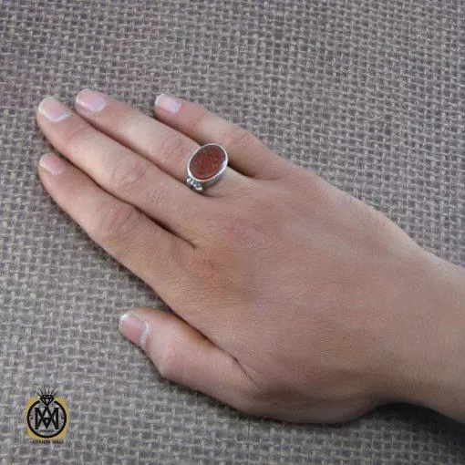 انگشتر عقیق یمن مردانه با حکاکی یا غافر الخطایا - کد 8097 - تصویر 5