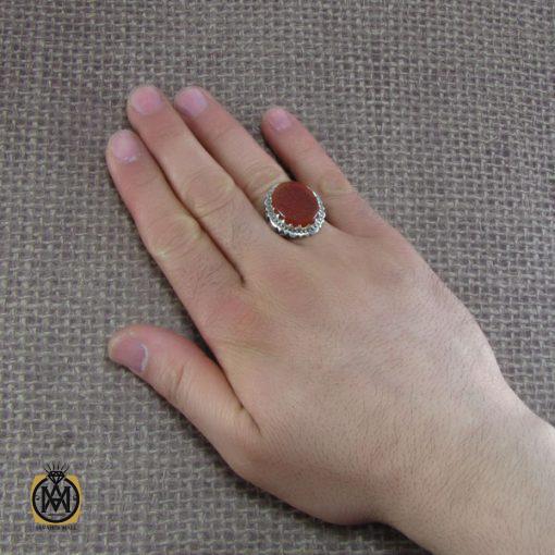 انگشتر عقیق یمن مردانه با حکاکی ماشاالله لا قوه الا بالله ان ترن انا اقل منک مالا و ولدا - کد 8105 - تصویر 5