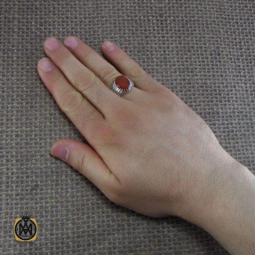 انگشتر عقیق یمن مردانه با حکاکی یا زین العابدین - کد 8109 - تصویر 5