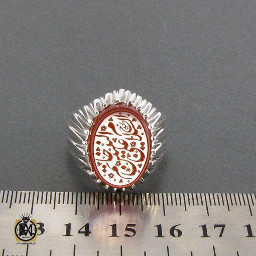 انگشتر عقیق یمن مردانه با حکاکی السلام علی خاتم النبین - کد 8111 - تصویر 5