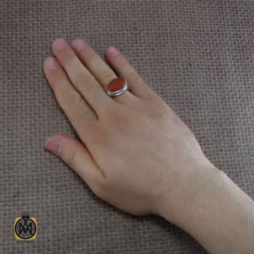 5 انگشتر عقیق یمن مردانه با حکاکی سلام علی موسی و هارون - کد 8112 - تصویر 5
