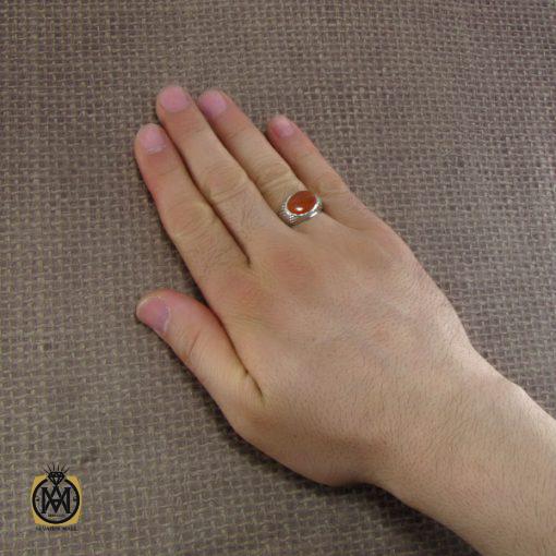 انگشتر عقیق یمن مردانه با حکاکی یا شرف الشمس - کد 8113 - تصویر 5