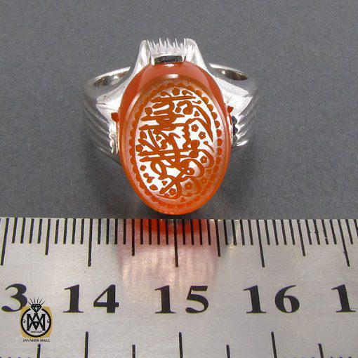 انگشتر عقیق یمن مردانه با حکاکی الله نور السماوات والارض - کد 8118 - تصویر 5