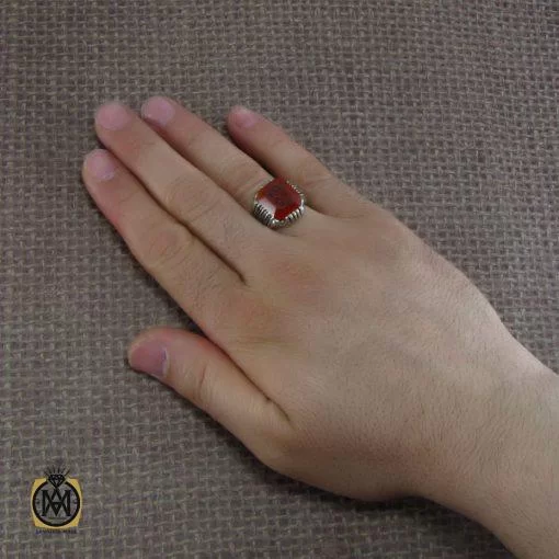 انگشتر عقیق یمن مردانه با حکاکی یا فاطمه الزهرا - کد 8119 - تصویر 5