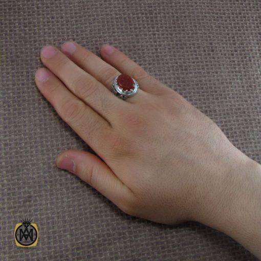 5 انگشتر عقیق یمن مردانه با حکاکی یا عظیم العفو - کد 8121 - تصویر 5