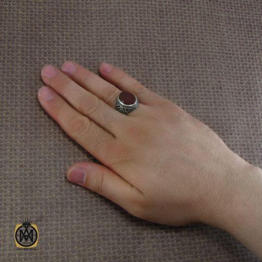 5 انگشتر عقیق یمن مردانه با حکاکی یا حسین المظلوم الشهید مردانه - کد 8124 - تصویر 5
