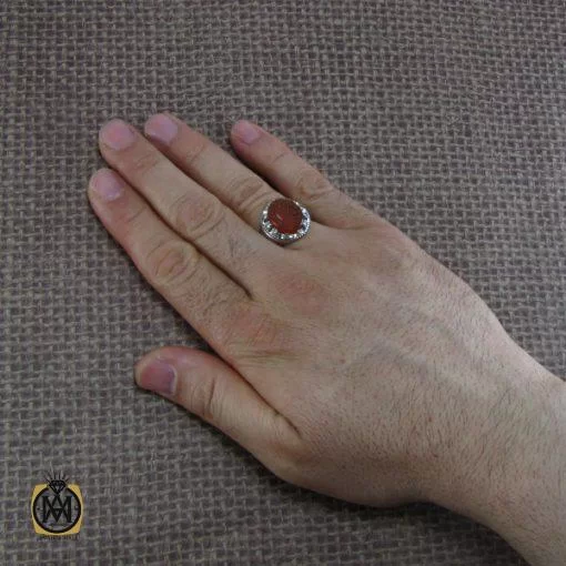 انگشتر عقیق یمن مردانه با حکاکی یا مجیب دعوه المضطرین مردانه - کد 8125 - تصویر 5