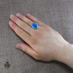 انگشتر عقیق آبی مردانه - کد 8133 - تصویر 5