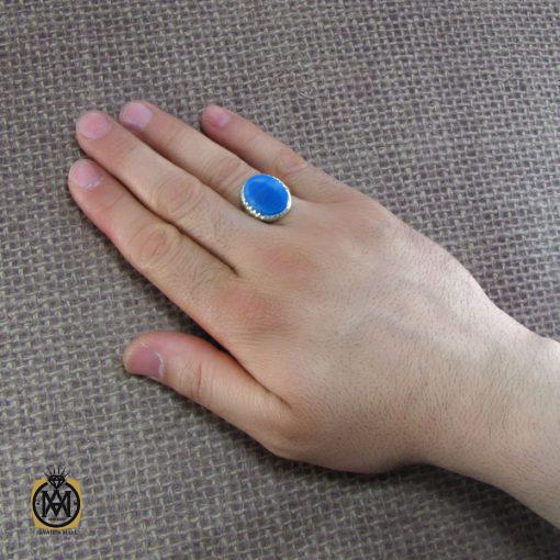 انگشتر عقیق آبی مردانه - کد 8133 - تصویر 5