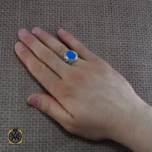 5 انگشتر عقیق آبی مردانه - کد 8134 - تصویر 5