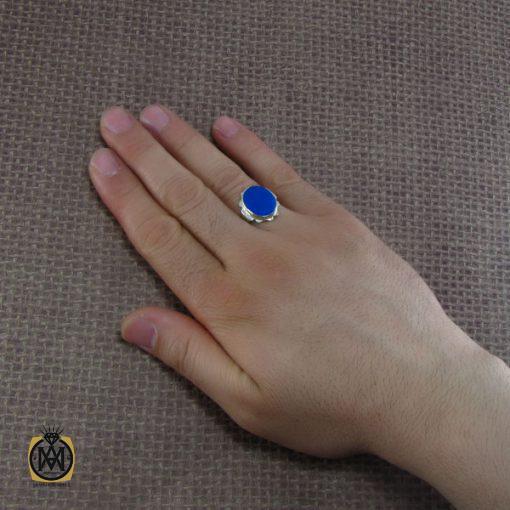 5 انگشتر عقیق آبی مردانه - کد 8135 - تصویر 5