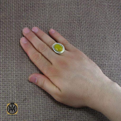 انگشتر عقیق زرد مردانه - کد 8140 - تصویر 5