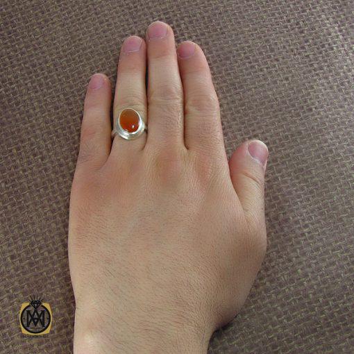 انگشتر عقیق یمن حکاکی شرف الشمس مردانه - کد 8075 - تصویر 5