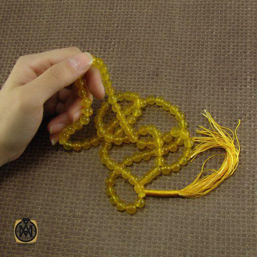 تسبیح جید زرد شرف الشمس 101 دانه - کد 4059 - تصویر 5