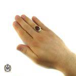 انگشتر عقیق یمن شبکه ای دست ساز دور چنگ مردانه - کد 8148 - تصویر 5