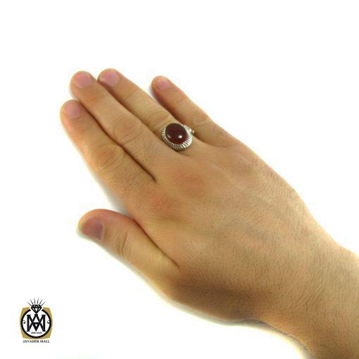 انگشتر عقیق یمن شبکه ای دست ساز دور چنگ مردانه - کد 8148 - تصویر 5