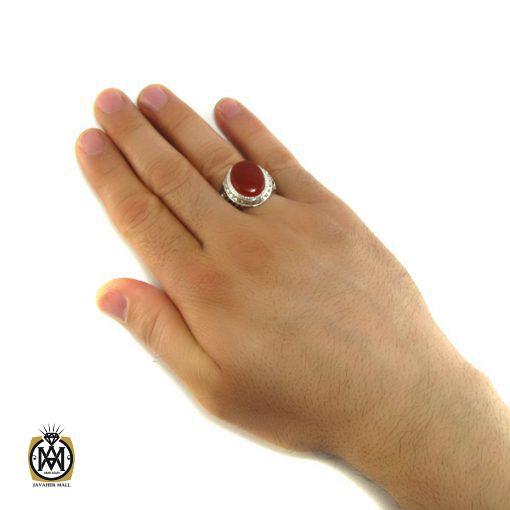 انگشتر عقیق مردانه اصل - کد 8156 - تصویر 5