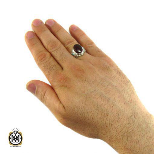 انگشتر عقیق یمن و فیروزه نیشابور مردانه - کد 8161 - تصویر 5