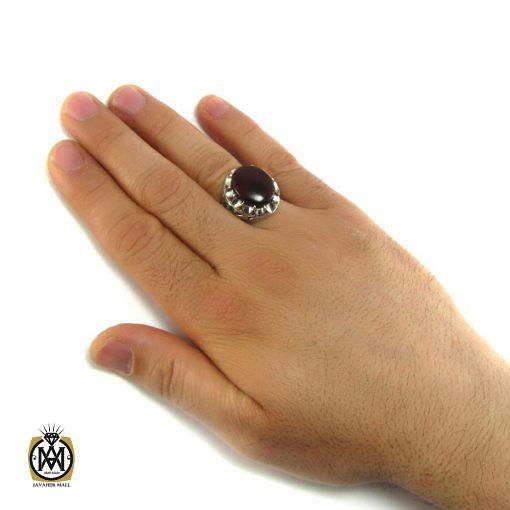 انگشتر عقیق یمن و زمرد مردانه - کد 8168 - تصویر 5