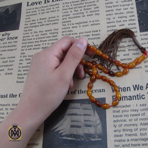 تسبیح کهربای پودری 33 دانه هلی - کد 4074 - تصویر 5